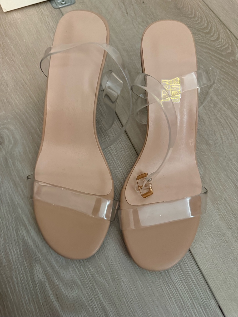 Clear Strap Nude Slide Sandals